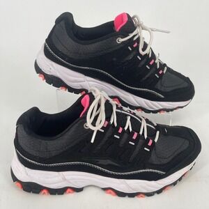 Avia Respon-Cel Walking Shoes WOMENS Black Pink 36159635 Lace Up Sneakers SIZE 9